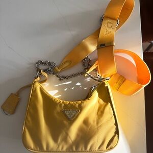 Prada Nylon Saffiano Yellow Bag